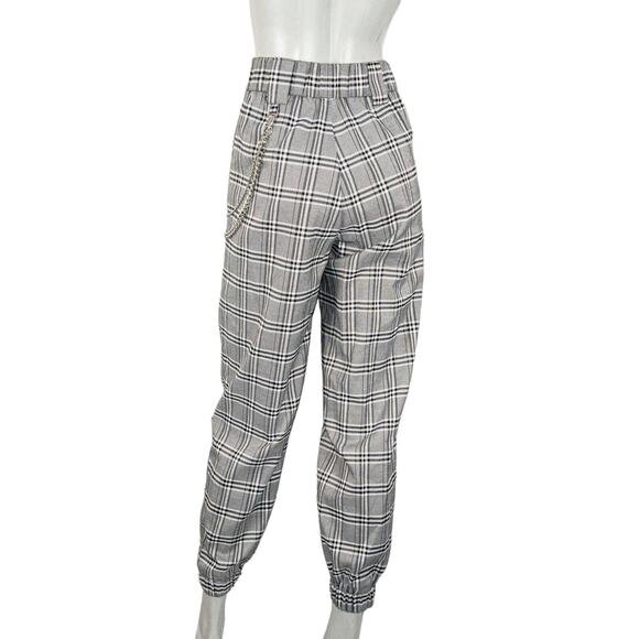 I AM GIA the Cobain Plaid Relaxed fit Chain Pants in Gray Women's Size XS - Picture 4 of 11